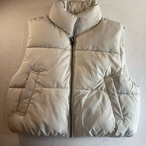 Double Zero Mystical Medium Ivory Full Zip Padded Puffer Vest Women M
